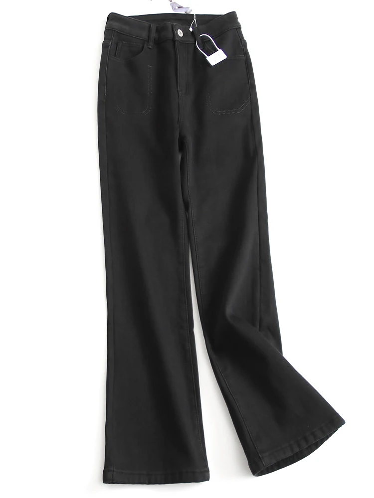 Thickened Fleece Black Slim High Waist Wide Leg Pants Winter Warm Ankle Bootcut Women's Jeans H542 Long Zipper Closure
Thickened Fleece Black Slim High Waist Wide Leg Pants Winter Warm Ankle Bootcut Women's Jeans H542 Long Zipper Closure