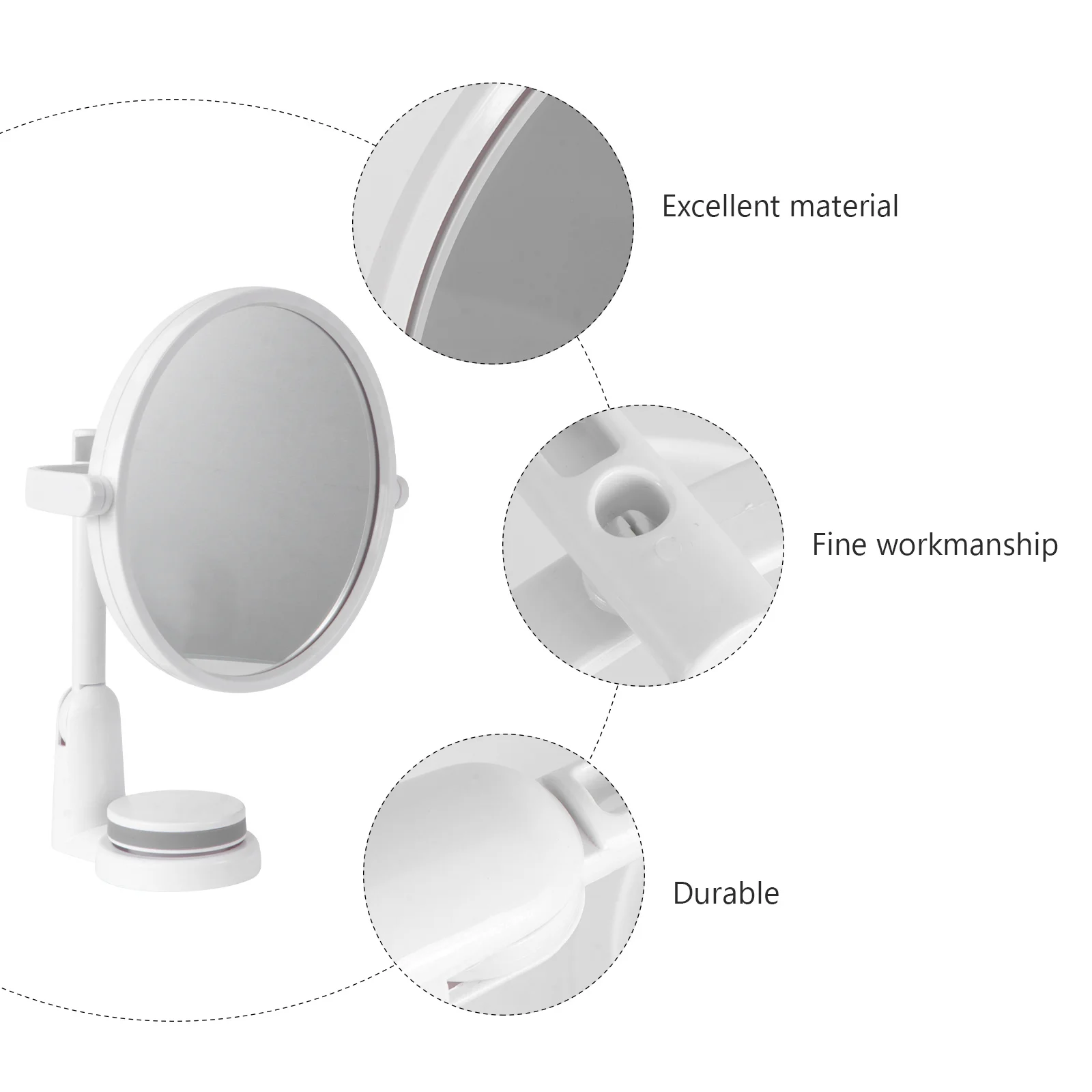 Wall Mounted Round Makeup Mirror Foldable 360 Rotation Adjustable No Drilling Mirror for Bathroom Hotel
Wall Mounted Round Makeup Mirror Foldable 360 Rotation Adjustable No Drilling Mirror for Bathroom Hotel
