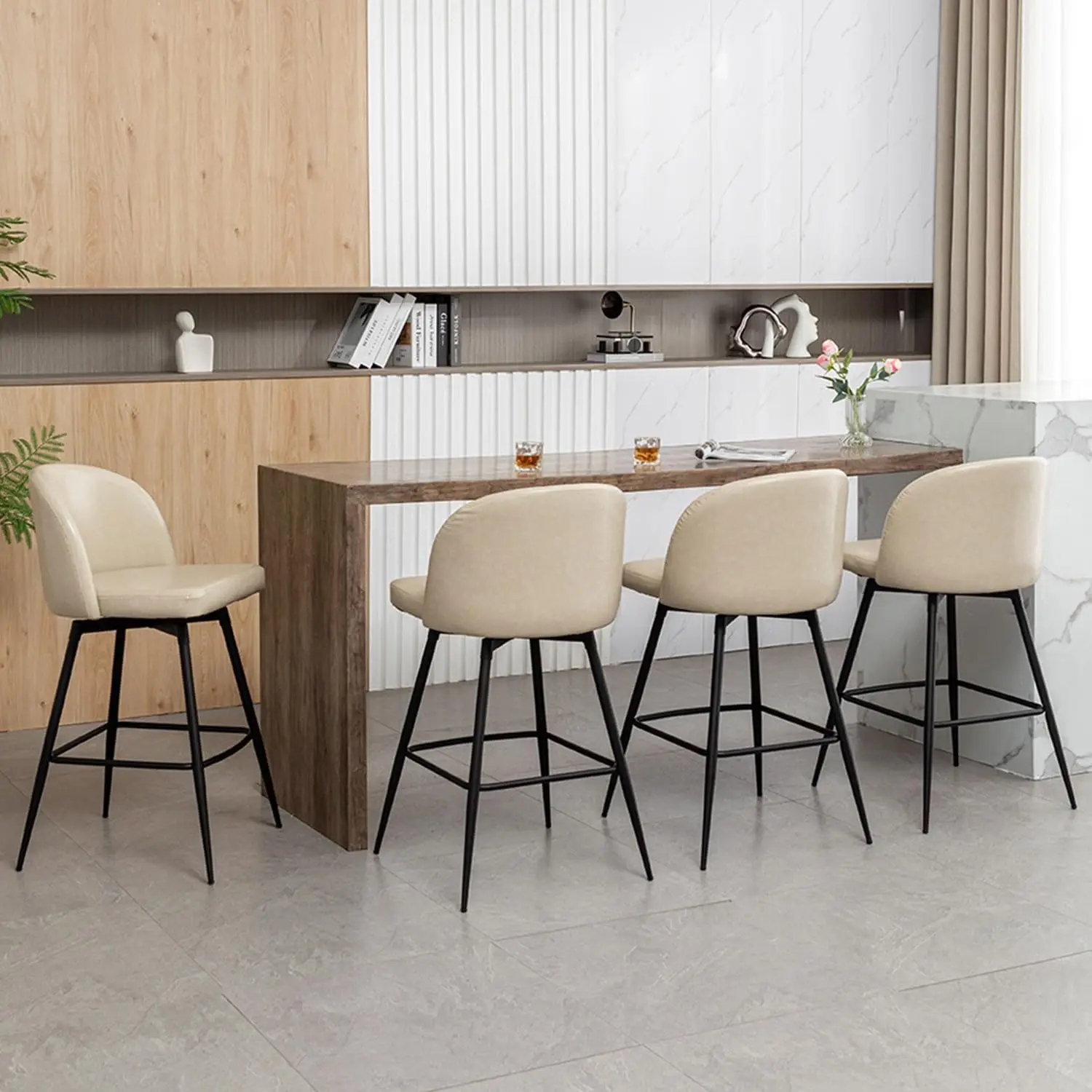 Leather Bar Stools Set Of 4, 27 H Modern Counter Height Bar Stools With Woven Back, 360° Swivel Bar Stools For Kitchen Island,
Leather Bar Stools Set Of 4, 27 H Modern Counter Height Bar Stools With Woven Back, 360° Swivel Bar Stools For Kitchen Island,
