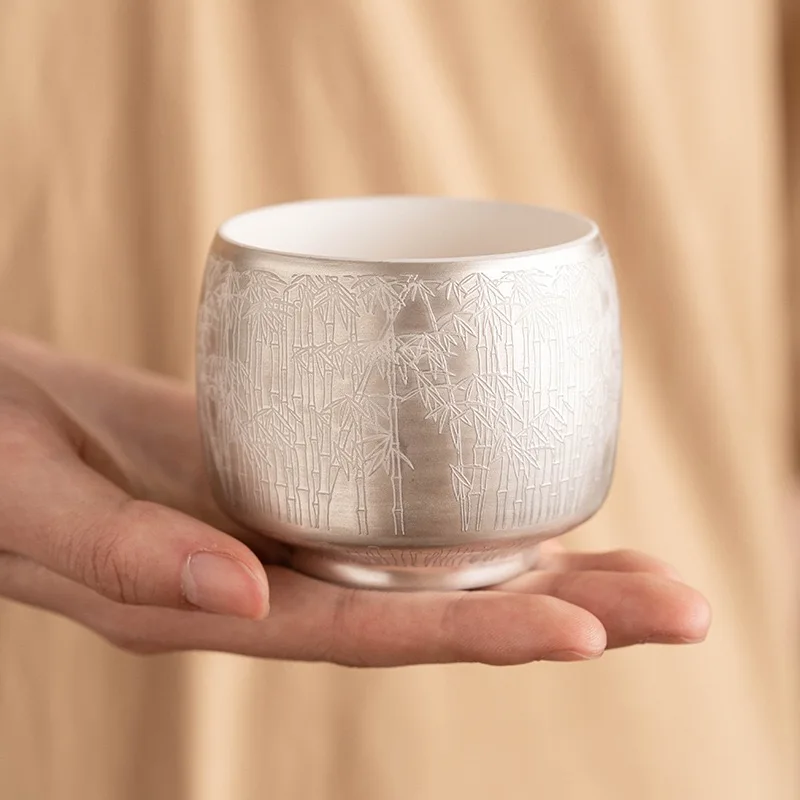 1PC Hand-plated 999 Silver Green Bamboo General Master Cup High-end Ceramic Teacup Personal Special Tea Drinking Cup Collection
1PC Hand-plated 999 Silver Green Bamboo General Master Cup High-end Ceramic Teacup Personal Special Tea Drinking Cup Collection