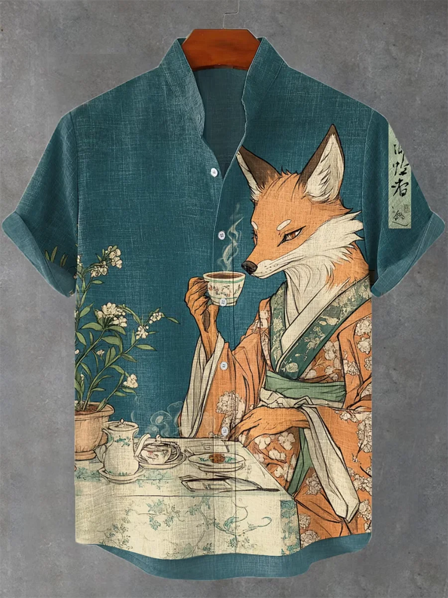 men's short sleeved linen shirt with button design and digital printing, casual and comfortable, fashionable to wear
men's short sleeved linen shirt with button design and digital printing, casual and comfortable, fashionable to wear