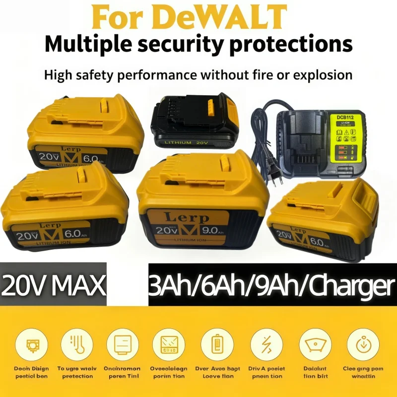 Durable 20V MAX lithium battery with long cycle life, reliable replacement for DeWalt 20V MAX household and construction tools
Durable 20V MAX lithium battery with long cycle life, reliable replacement for DeWalt 20V MAX household and construction tools