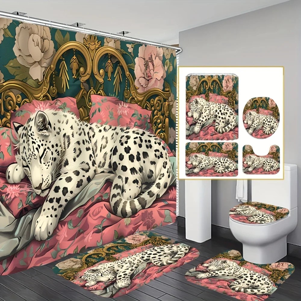 4pcs Cheese Snow Leopard Print, Creative Shower Curtain Set, Decorative Bathroom Set Including Shower Curtain, Non Slip Floor
4pcs Cheese Snow Leopard Print, Creative Shower Curtain Set, Decorative Bathroom Set Including Shower Curtain, Non Slip Floor