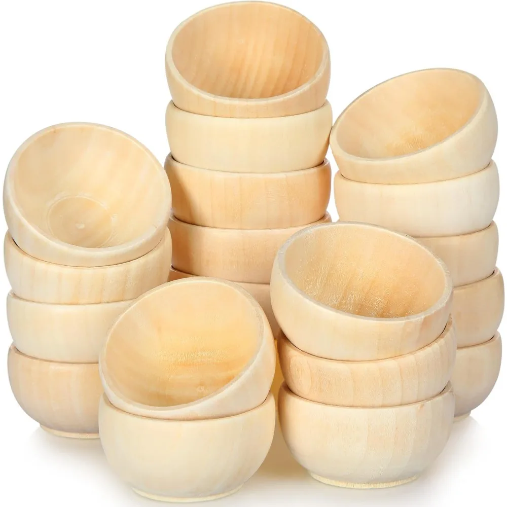 40 Pcs Unfinished Wooden Mini Bowls, 1.5 oz Capacity for DIY Crafts, Serving Condiments, Nuts, Dips
40 Pcs Unfinished Wooden Mini Bowls, 1.5 oz Capacity for DIY Crafts, Serving Condiments, Nuts, Dips
