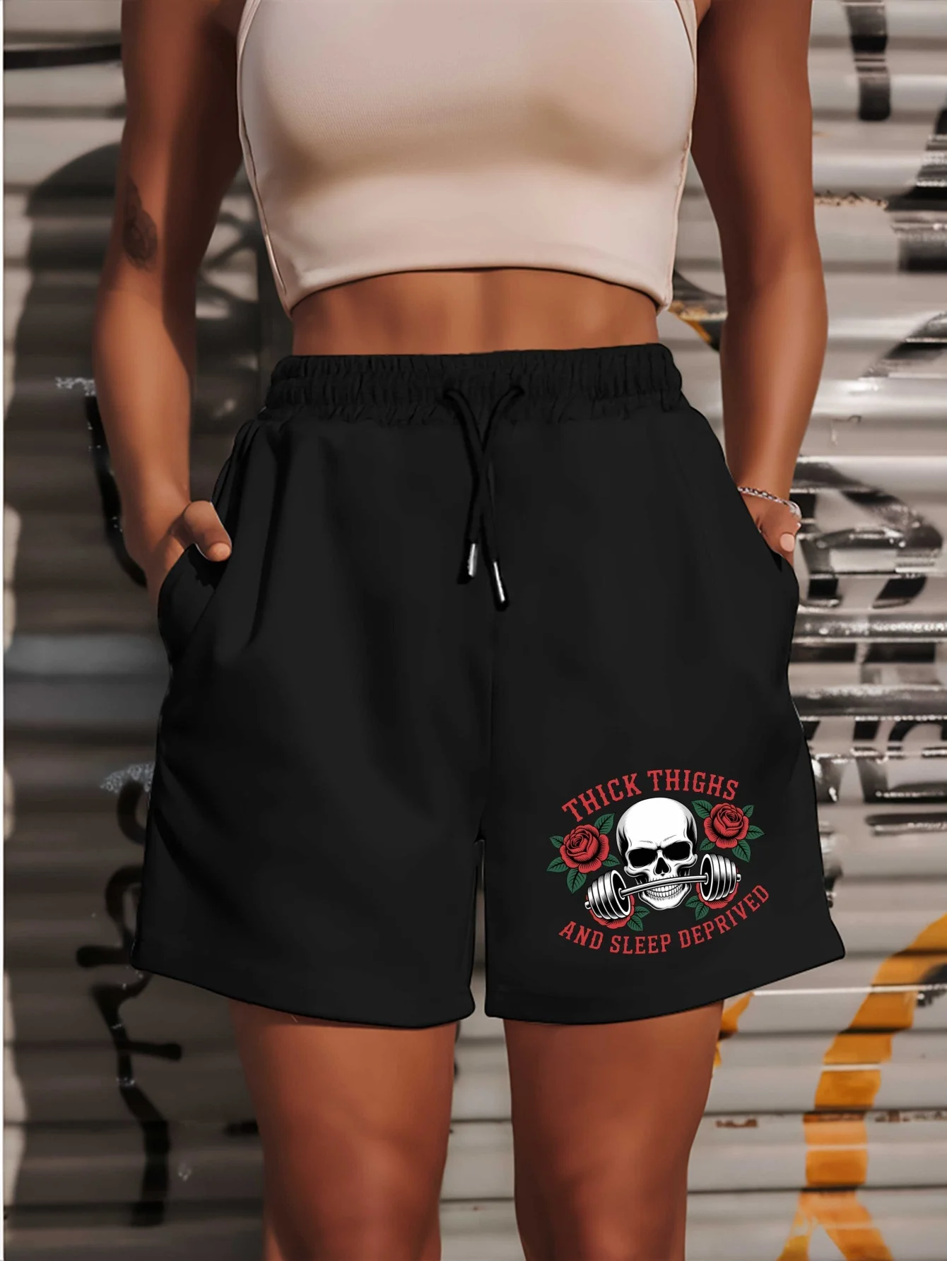Summer Women's Skull Print Casual Shorts Elastic Waistband Sweat-wicking and Breathable Suitable for Sports Running and Fitness
Summer Women's Skull Print Casual Shorts Elastic Waistband Sweat-wicking and Breathable Suitable for Sports Running and Fitness