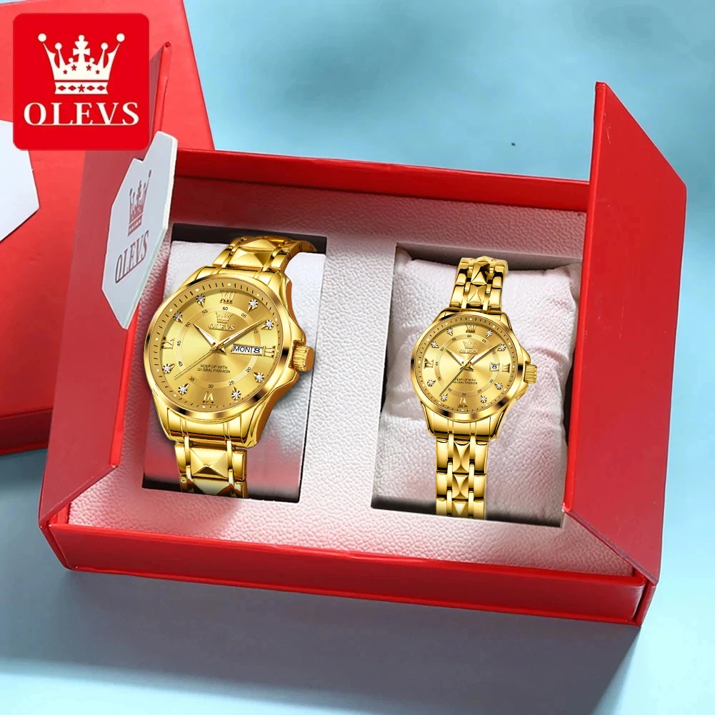 OLEVS Couple Watches Dual Calendar DisplayLuxury Watch His and Hers Lovers Set Stainless Steel Waterproof Luminous Hand Clock
OLEVS Couple Watches Dual Calendar DisplayLuxury Watch His and Hers Lovers Set Stainless Steel Waterproof Luminous Hand Clock