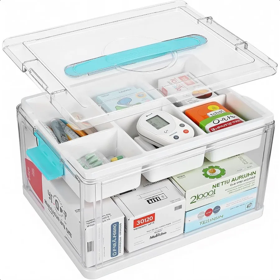 24QT Clear Medicine Storage Box Large Capacity First Aid Box with Tray Plastic Medicine Organizer Boxes with Handle Medical ply
24QT Clear Medicine Storage Box Large Capacity First Aid Box with Tray Plastic Medicine Organizer Boxes with Handle Medical ply