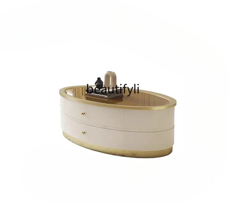 V Simple glass coffee table Round living room Modern wabi-sabi style Simple storage American light luxury solid wood tea table
V Simple glass coffee table Round living room Modern wabi-sabi style Simple storage American light luxury solid wood tea table