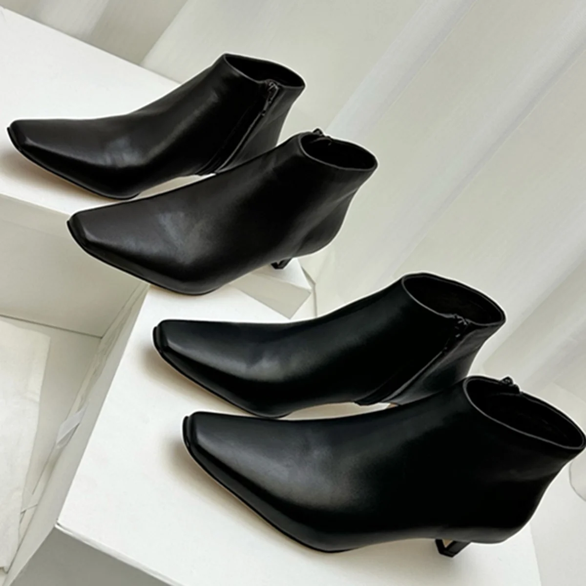 Jenny&Dave Minimalist French Retro Sheepskin Square Toe Zipper High Heel Boots 4cm Elegant Brown Black Boots,Women's Boots,Woman
Jenny&Dave Minimalist French Retro Sheepskin Square Toe Zipper High Heel Boots 4cm Elegant Brown Black Boots,Women's Boots,Woman