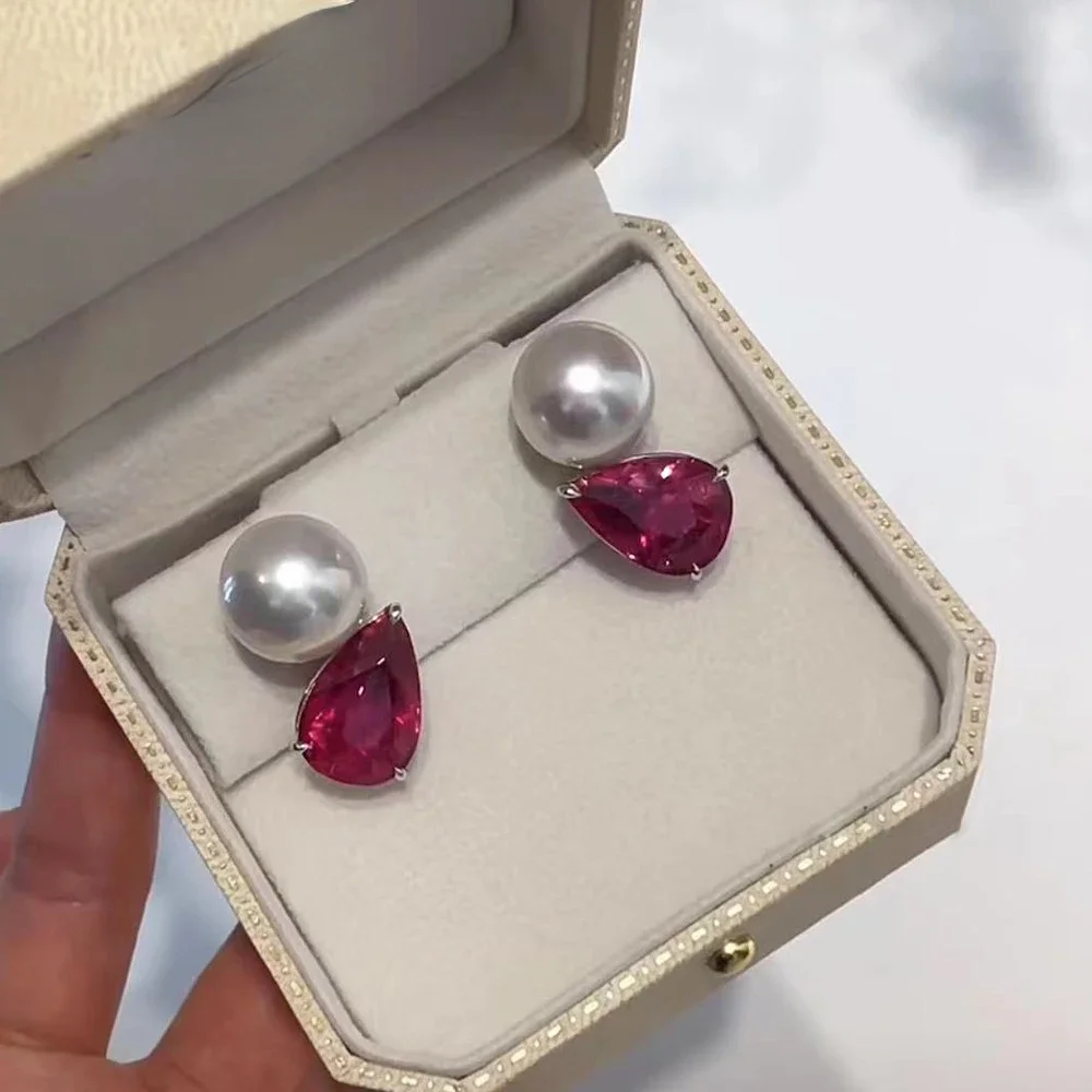 Cute Lady Pearl Ruby Stud Earring 100% Real 925 sterling silver Promise Wedding Earrings for Women Bridal Party Jewelry
Cute Lady Pearl Ruby Stud Earring 100% Real 925 sterling silver Promise Wedding Earrings for Women Bridal Party Jewelry