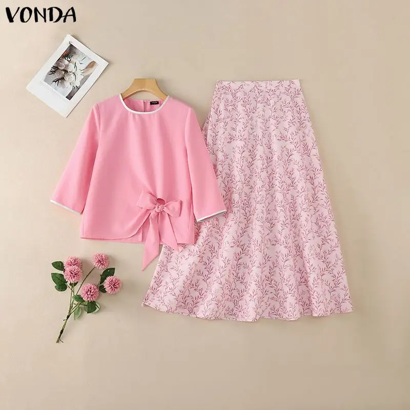VONDA Fashion Women Plus Size Sets Summer Spring Dress Sets 3/4 Sleeve Tops Floral Print Long Skirts 2PCS OL Two-piece Outfits
VONDA Fashion Women Plus Size Sets Summer Spring Dress Sets 3/4 Sleeve Tops Floral Print Long Skirts 2PCS OL Two-piece Outfits