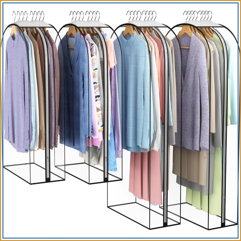 Clear Garment Bags for Hanging Clothes 10" Gusseted, 40" & 50" Suit Bags for Closet Storage, Plastic Covers for Coats, Dresses, Shirts, Jackets, 4 Pack
Clear Garment Bags for Hanging Clothes 10" Gusseted, 40" & 50" Suit Bags for Closet Storage, Plastic Covers for Coats, Dresses, Shirts, Jackets, 4 Pack