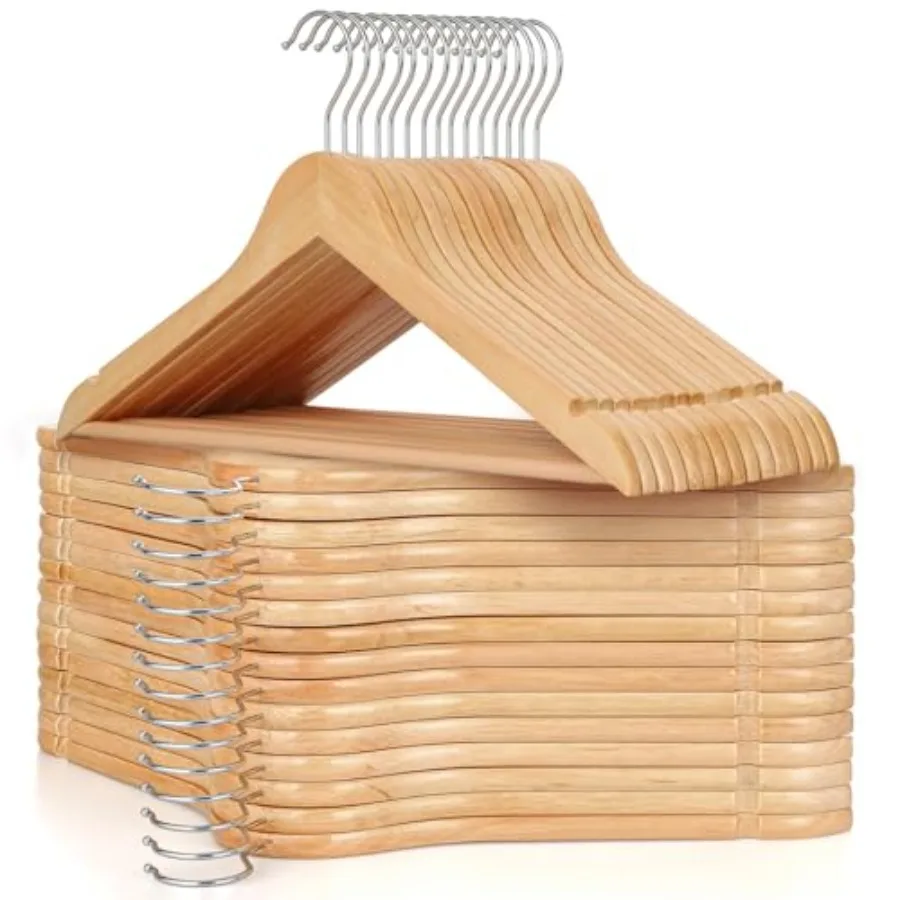 Wooden Hangers 30 Pack, Wood Clothes Hangers, Durable Coat Hanger with 360-Degree Rotatable Hook, Non-Slip Pants Bar and Should
Wooden Hangers 30 Pack, Wood Clothes Hangers, Durable Coat Hanger with 360-Degree Rotatable Hook, Non-Slip Pants Bar and Should