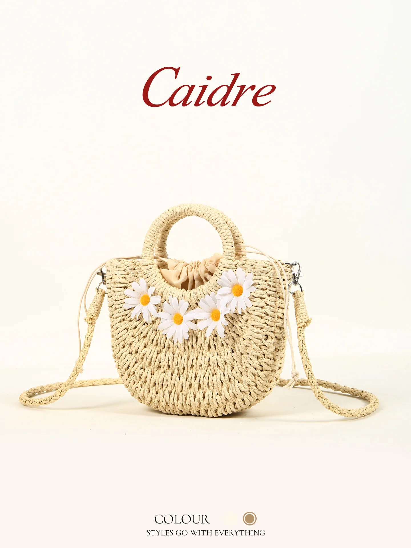 CAIDRE Summer Floral Woven Basket Bag Women's Beach Vacation Handbag Shoulder Crossbody Bag Soft Korean Style Polyester
CAIDRE Summer Floral Woven Basket Bag Women's Beach Vacation Handbag Shoulder Crossbody Bag Soft Korean Style Polyester