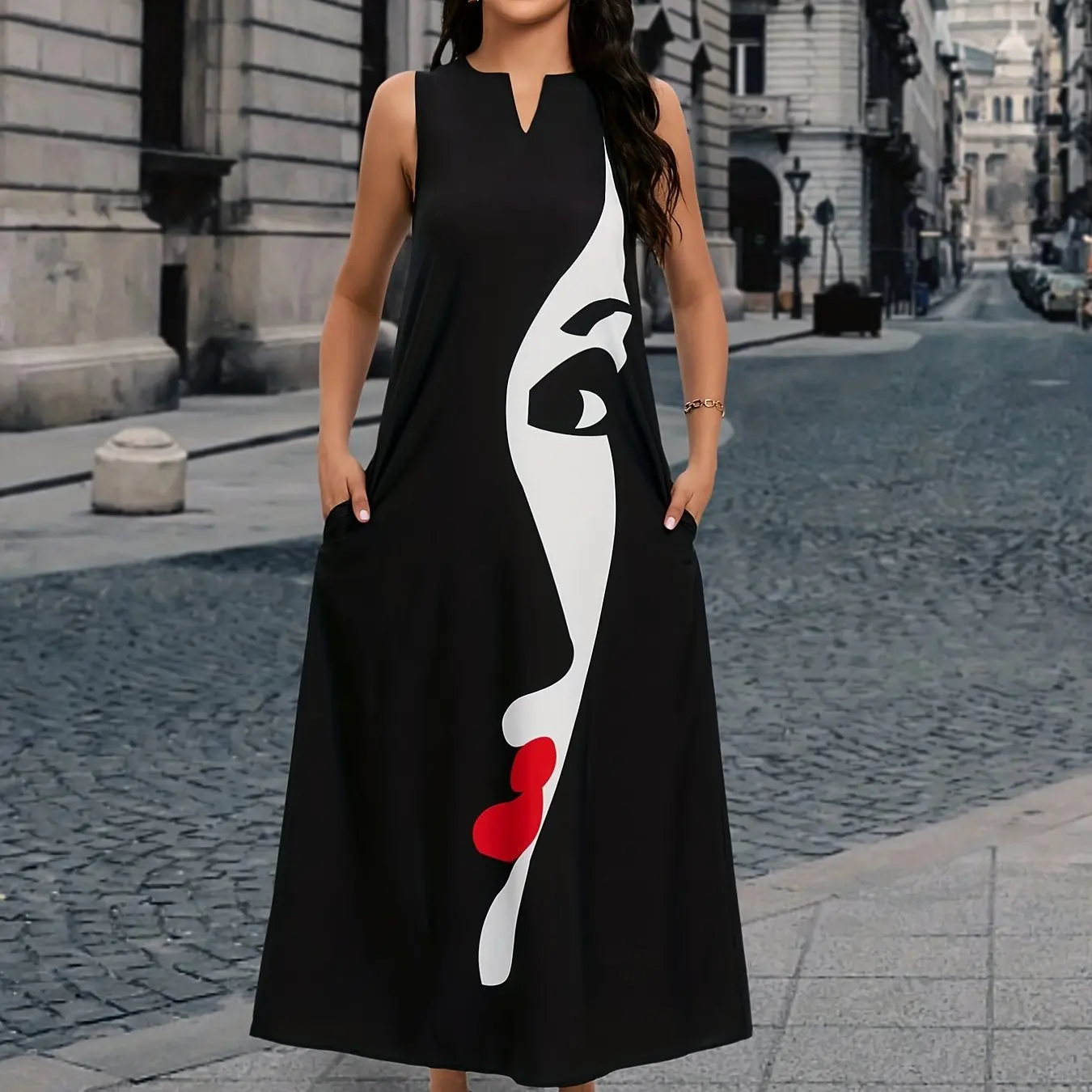 Summer Fashion Sexy Abstract Face Print V-Neck Dress 2024 New Beach Resort Style Loose Sleeveless Party Party Evening Dress
Summer Fashion Sexy Abstract Face Print V-Neck Dress 2024 New Beach Resort Style Loose Sleeveless Party Party Evening Dress