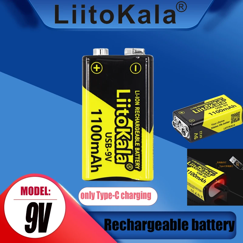 1-24PCS LiitoKala USB-9V 1100mAh li-ion Rechargeable Battery Type-C USB 6F22 9V Battery for RC Helicopter Model Microphone Toy
1-24PCS LiitoKala USB-9V 1100mAh li-ion Rechargeable Battery Type-C USB 6F22 9V Battery for RC Helicopter Model Microphone Toy