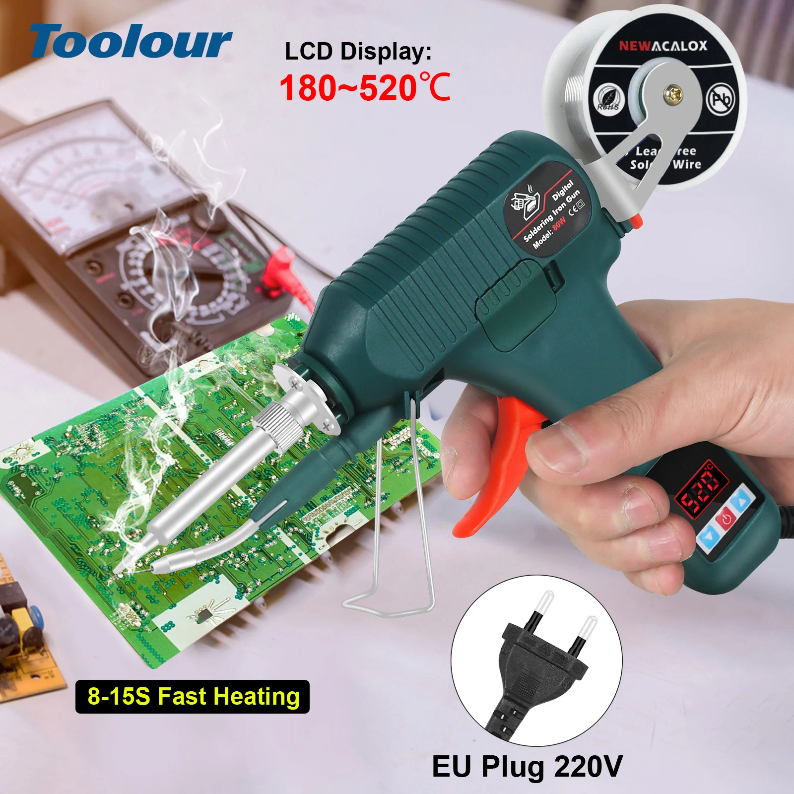 Цифровой паяльник Toolour с автоматической подачей, 80 Вт, с регулируемой температурой 180–520 ° Набор для быстрого нагрева пайки C для ремонта сварки печатных плат/SMD
Цифровой паяльник Toolour с автоматической подачей, 80 Вт, с регулируемой температурой 180–520 ° Набор для быстрого нагрева пайки C для ремонта сварки печатных плат/SMD