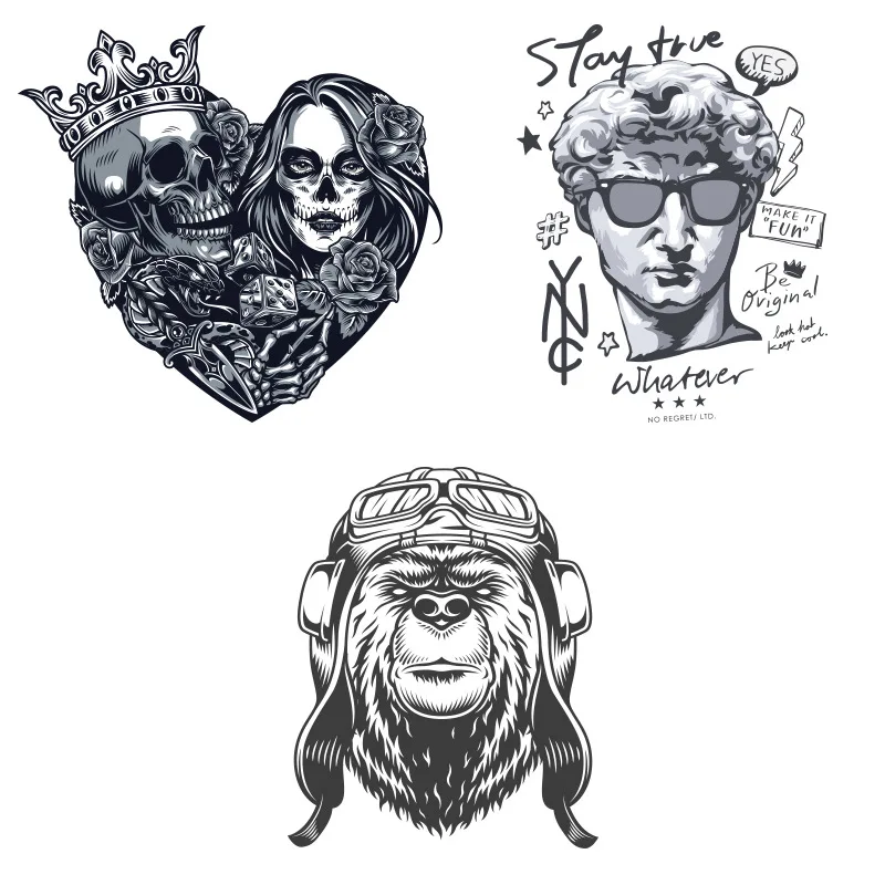 Popular punk print skull and girl hot stamping trend men's handmade DIY hoodie decoration heat transfer printing wholesale
Popular punk print skull and girl hot stamping trend men's handmade DIY hoodie decoration heat transfer printing wholesale