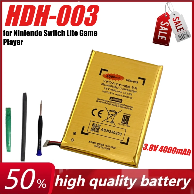 3.8V 4000mAh HDH-003 Battery for Nintendo Switch Lite Game Player Li-ion Rechargeable Batteries+Tool
3.8V 4000mAh HDH-003 Battery for Nintendo Switch Lite Game Player Li-ion Rechargeable Batteries+Tool