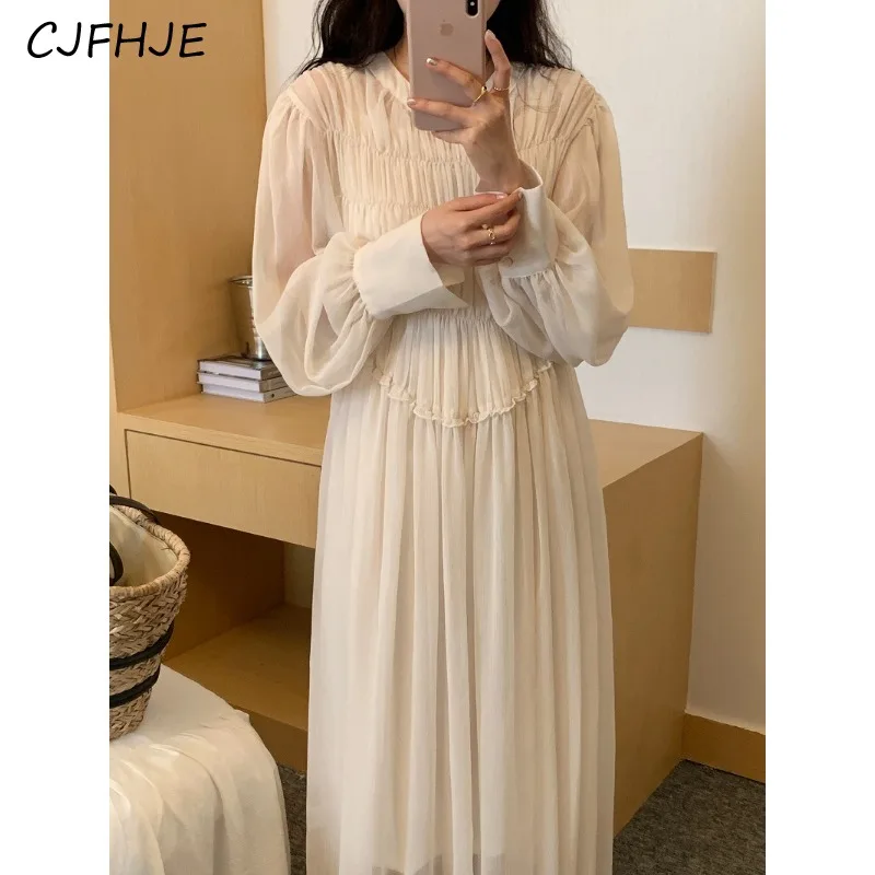 CJFHJE New Women's Gentle Tea Break Pleated Two Piece Set Mid Length Dress Korean Fashion Sweet V-neck Women Solid Color Dress
CJFHJE New Women's Gentle Tea Break Pleated Two Piece Set Mid Length Dress Korean Fashion Sweet V-neck Women Solid Color Dress