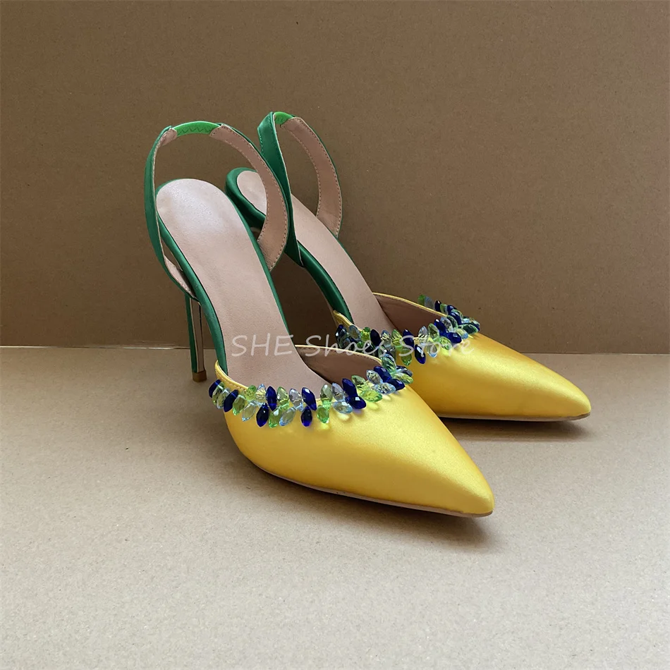 Fashion Mixed Color Pointed Toe Thin Heel Women Pumps Handmade Custom Rhinestones Tassel Decor Hight Heels Ladies Sandals
Fashion Mixed Color Pointed Toe Thin Heel Women Pumps Handmade Custom Rhinestones Tassel Decor Hight Heels Ladies Sandals