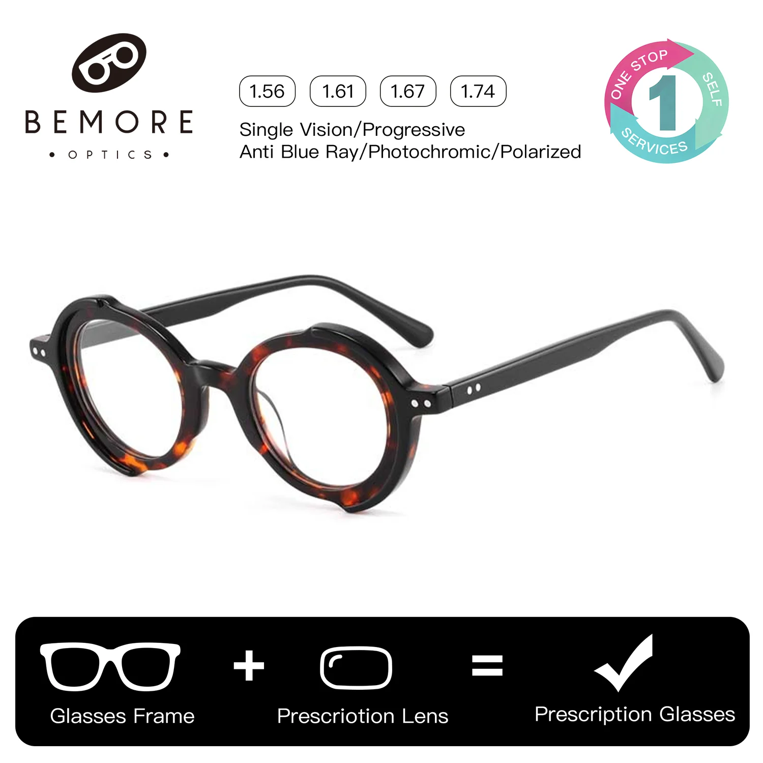 BEMORE Round Prescription Glasses For Women Photochromic Anti Blue Light Acetate Optical Glasses with Recipe
BEMORE Round Prescription Glasses For Women Photochromic Anti Blue Light Acetate Optical Glasses with Recipe