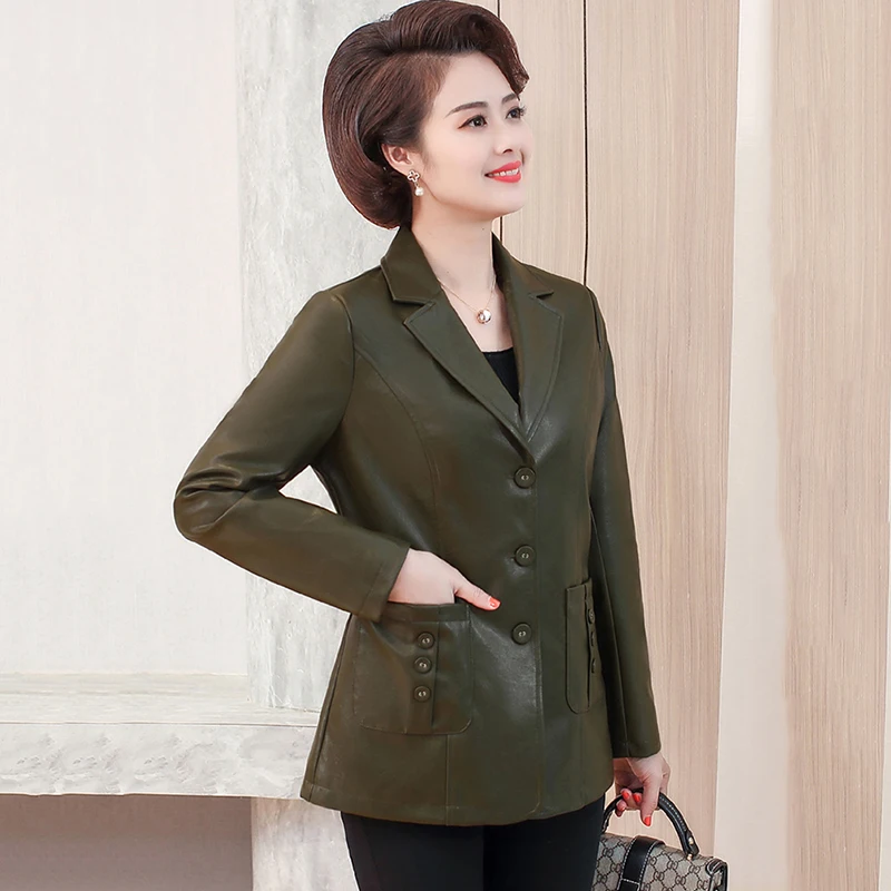 Women's Washed Pu Leather Jacket 2022 New Spring Autumn Mother Coat Short Overcoat Fashion Loose Motor Vehicle Leather Tops
Women's Washed Pu Leather Jacket 2022 New Spring Autumn Mother Coat Short Overcoat Fashion Loose Motor Vehicle Leather Tops