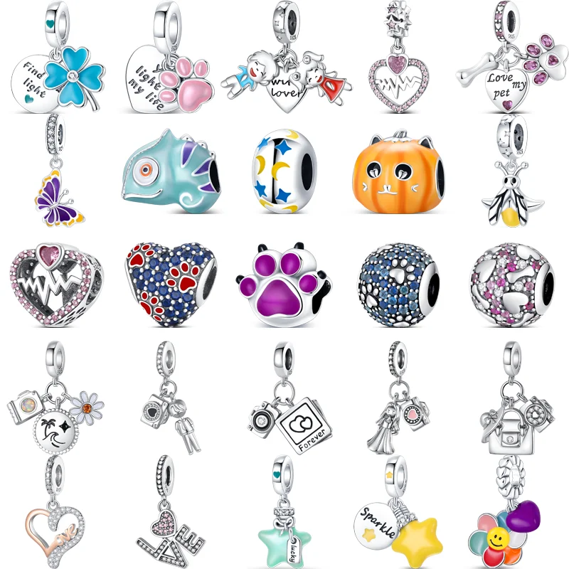 New 925 Sterling Silver Dog Paw Prints Love Travel Camera Heart Sparkling Beads Fit Original Pandora Charms Bracelet DIY Jewelry
New 925 Sterling Silver Dog Paw Prints Love Travel Camera Heart Sparkling Beads Fit Original Pandora Charms Bracelet DIY Jewelry