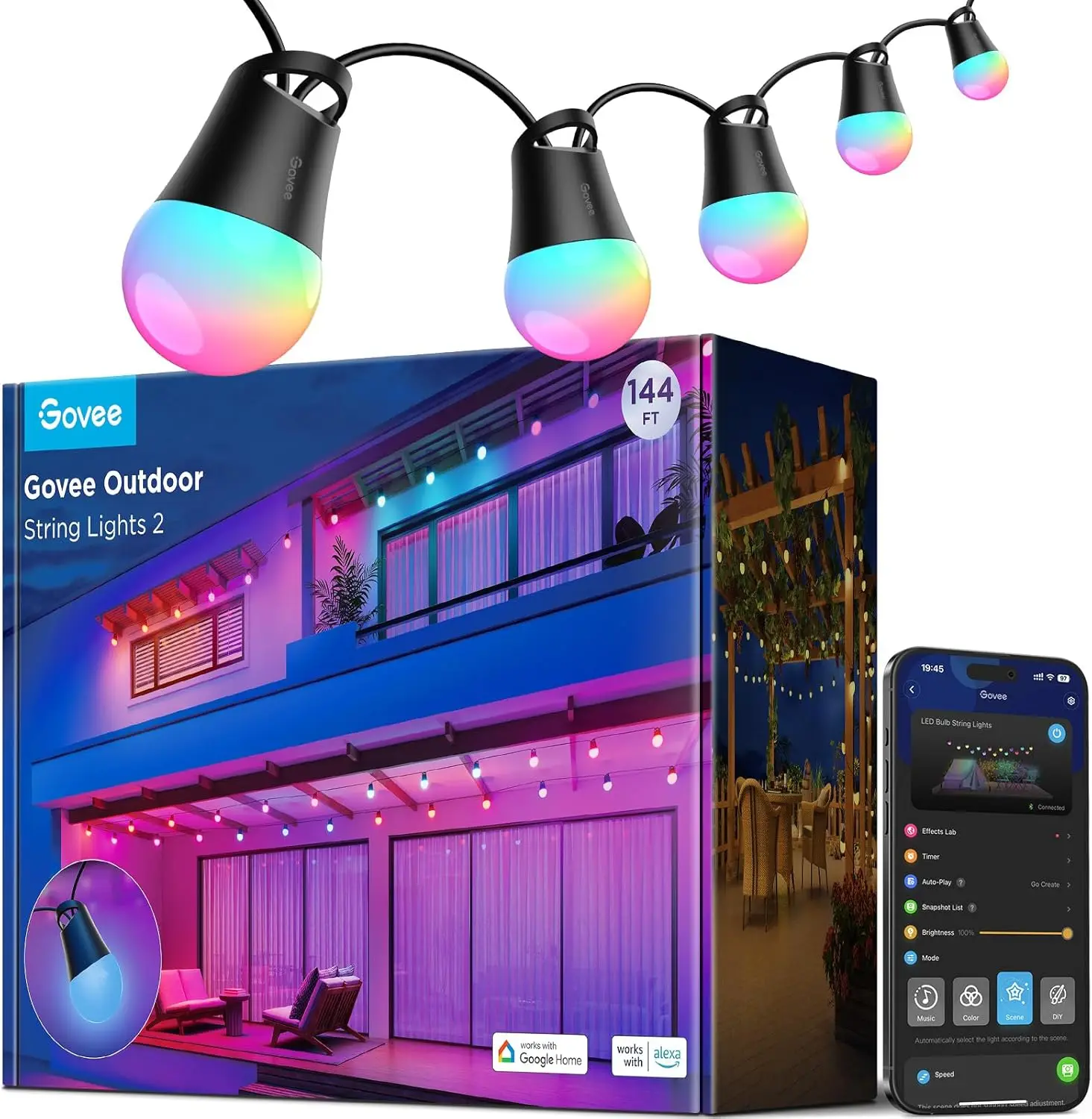 Smart Outdoor String Lights 144ft Dimmable Warm White LED 47 Modes Patio IP65
Smart Outdoor String Lights 144ft Dimmable Warm White LED 47 Modes Patio IP65