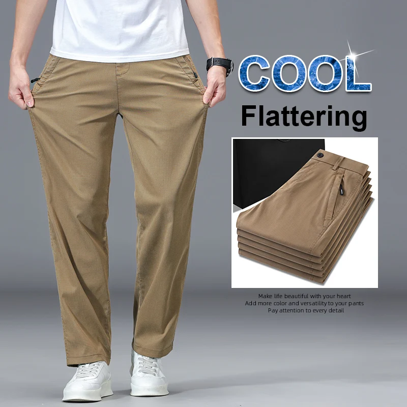 Mens Lyocell Straight Slim Casual Pants Summer Autumn Comfortable Elastic Waist Solid Color Wide Leg Trousers Plus Size 38
Mens Lyocell Straight Slim Casual Pants Summer Autumn Comfortable Elastic Waist Solid Color Wide Leg Trousers Plus Size 38