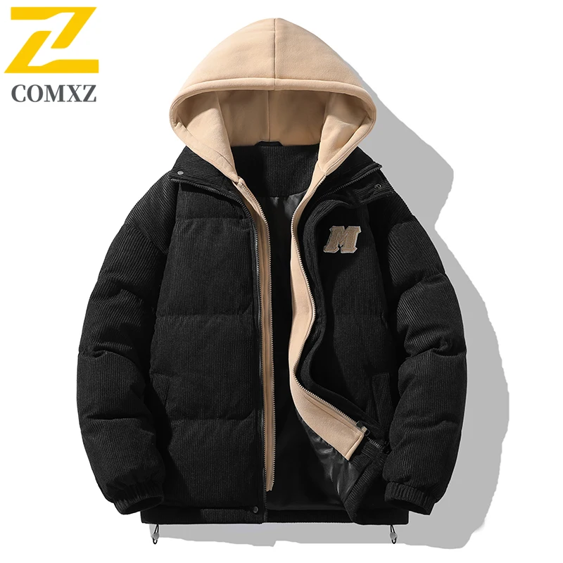 Men Cotton Jacket 2025 Fake Two Pieces Thick Corduroy Plush Insulation Cold Warmth Hooded Jacket Outdoor Winter Wear Down Jacket
Men Cotton Jacket 2025 Fake Two Pieces Thick Corduroy Plush Insulation Cold Warmth Hooded Jacket Outdoor Winter Wear Down Jacket