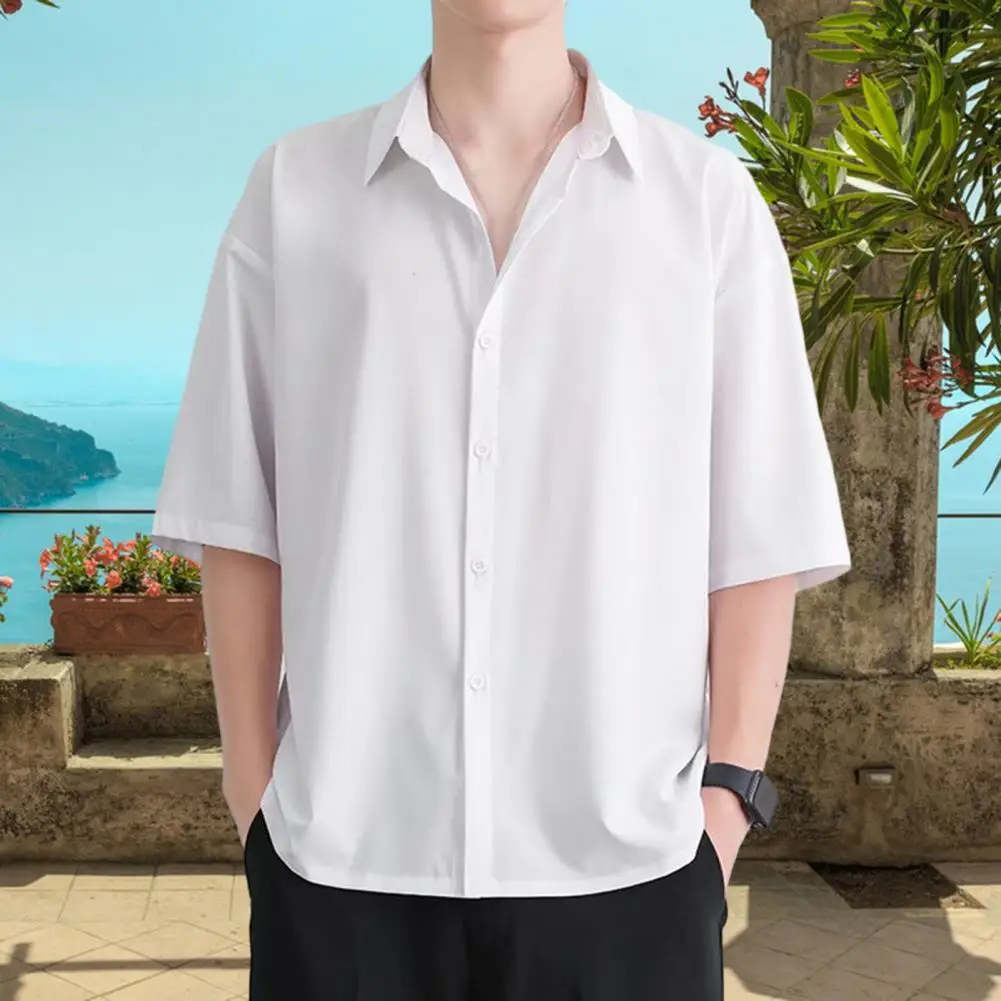 Men Casual Shirt Men's Casual Short Sleeve Button Down Shirt Breathable Solid Color Summer Top Loose Fit Turn-down Collar Shirt
Men Casual Shirt Men's Casual Short Sleeve Button Down Shirt Breathable Solid Color Summer Top Loose Fit Turn-down Collar Shirt