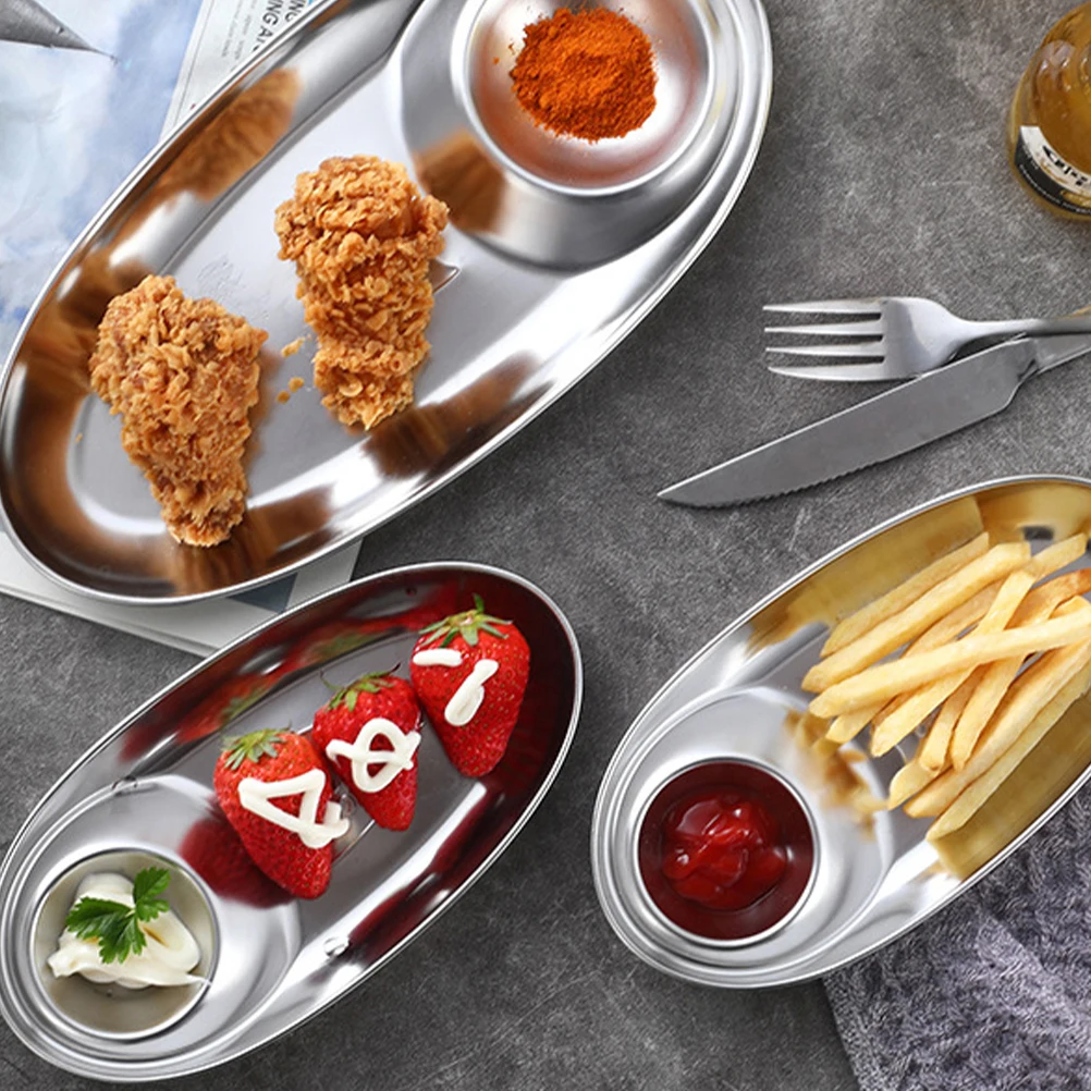 1Pcs 304 Stainless Steel Dipping Plate Multifunctional Kitchen Gadget for Condiments Sauces Snacks Fruits Desserts Lightweight
1Pcs 304 Stainless Steel Dipping Plate Multifunctional Kitchen Gadget for Condiments Sauces Snacks Fruits Desserts Lightweight