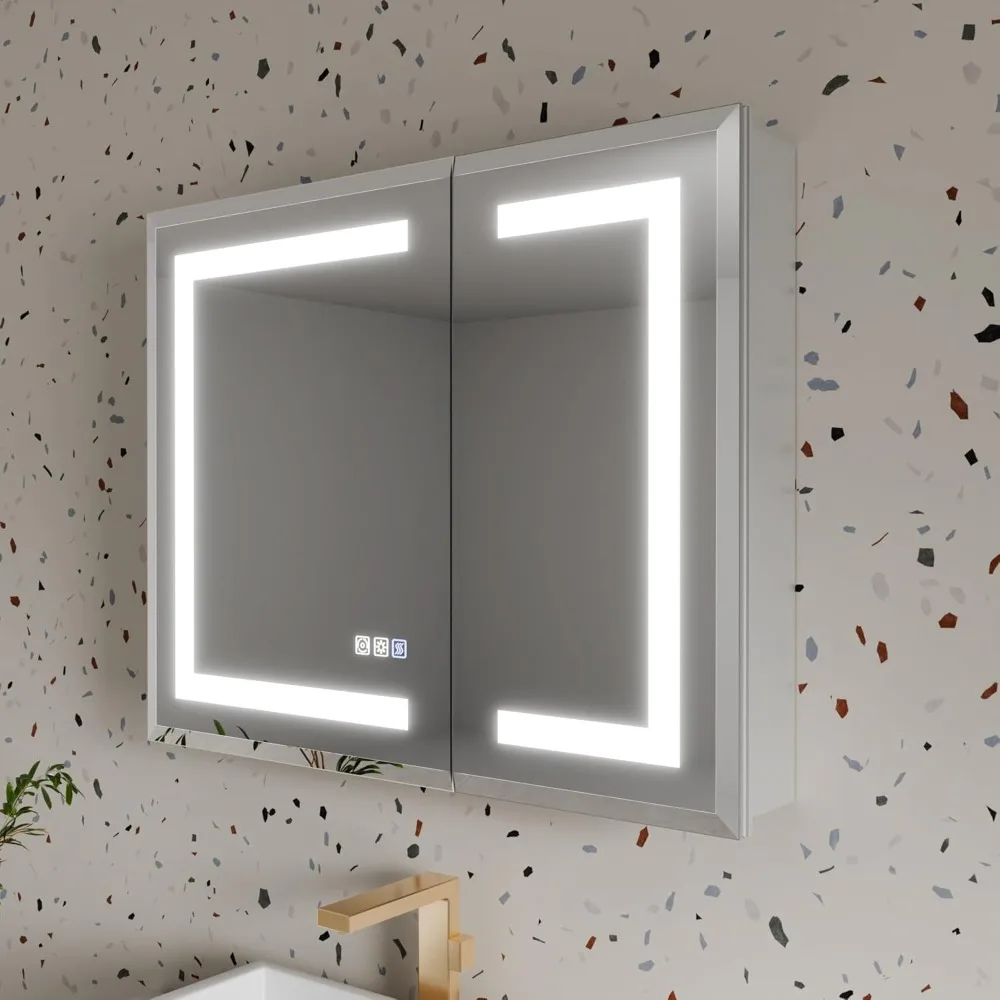 30x24LED medicine cabinet with mirror, wall mounted bathroom cabinet with adjustable storage rack, 3-color light anti fog
30x24LED medicine cabinet with mirror, wall mounted bathroom cabinet with adjustable storage rack, 3-color light anti fog