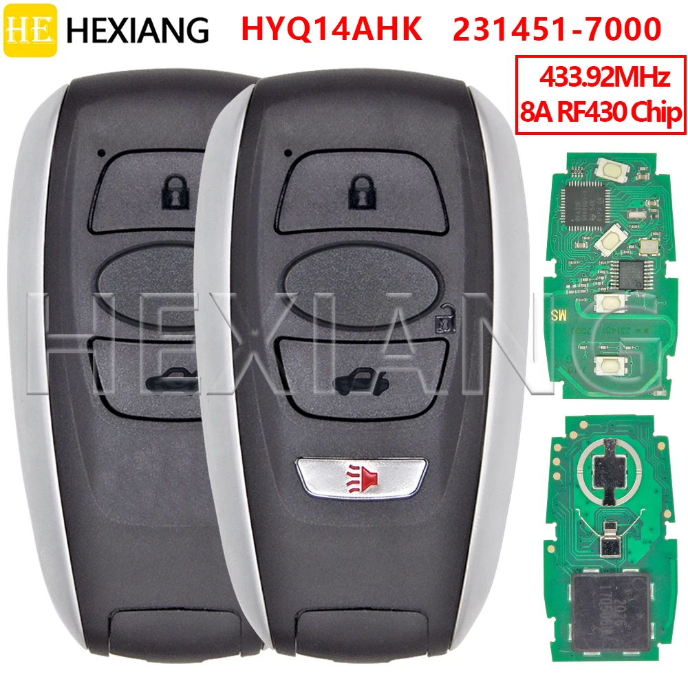 HE HYQ14AHK 8A чип 433 МГц 3/4 кнопки бесконтактный автомобильный дистанционный ключ 231451-7000 брелок для Subaru Legacy Outback Forester Impreza
HE HYQ14AHK 8A чип 433 МГц 3/4 кнопки бесконтактный автомобильный дистанционный ключ 231451-7000 брелок для Subaru Legacy Outback Forester Impreza