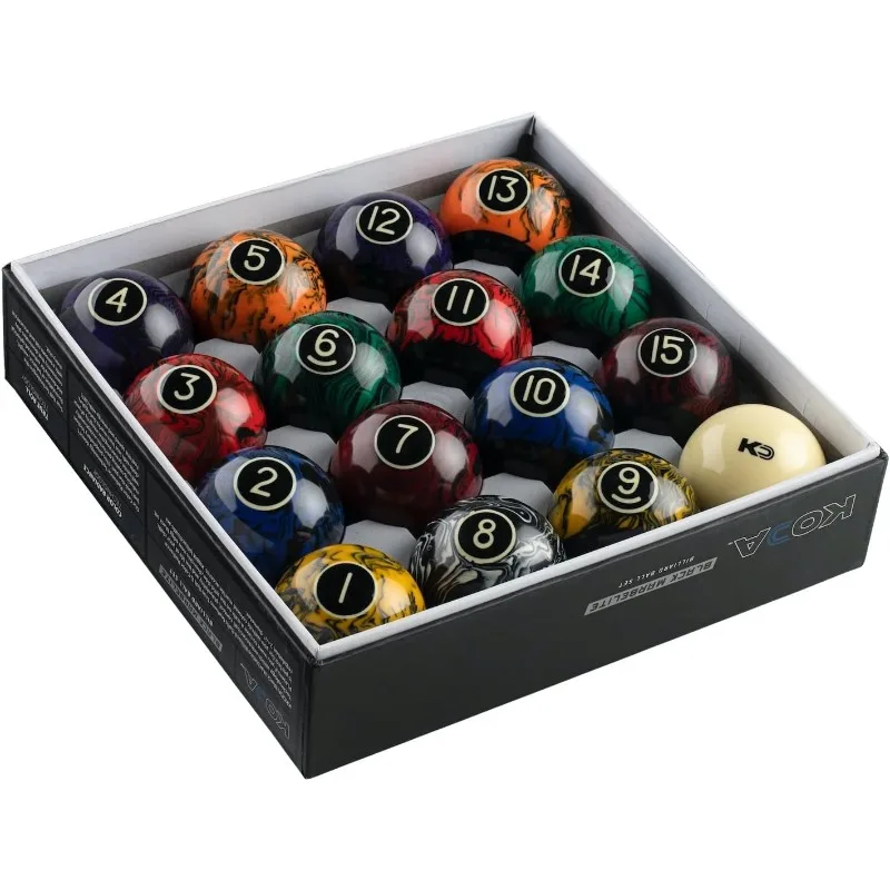 Koda Sports KBBM 2-1/4" Black Marbelite Swirl Complete Billiards & Pool Balls Set
Koda Sports KBBM 2-1/4" Black Marbelite Swirl Complete Billiards & Pool Balls Set
