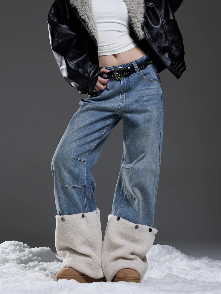 Ретро-джинсы женские с отстегивающимся мехом ягненка, широкие штанины, на меховой подкладке, свободные, длинные, с пуговицами на талии, для зимы
Ретро-джинсы женские с отстегивающимся мехом ягненка, широкие штанины, на меховой подкладке, свободные, длинные, с пуговицами на талии, для зимы