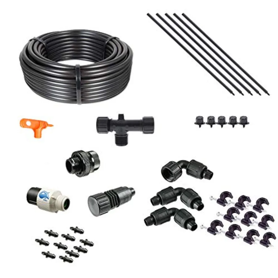 Drip Irrigation Kit for Hanging Baskets Basic Size UV-Resistant Polyethylene Black Easy-Setup with Adjustable Emitters
Drip Irrigation Kit for Hanging Baskets Basic Size UV-Resistant Polyethylene Black Easy-Setup with Adjustable Emitters