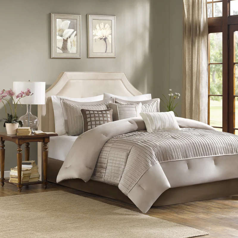 7 Piece Polyester Charmeuse Comforter Set Taupe Cal King
7 Piece Polyester Charmeuse Comforter Set Taupe Cal King