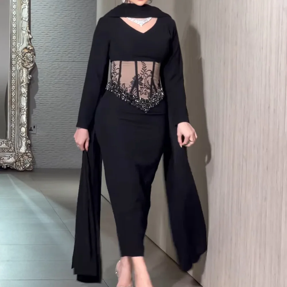 Customized Straight Prom Dresses Ankle-Length High-Neck Full Sleeve Evening Gown Fashion Sequined Stole Pleat Party Gown
Customized Straight Prom Dresses Ankle-Length High-Neck Full Sleeve Evening Gown Fashion Sequined Stole Pleat Party Gown
