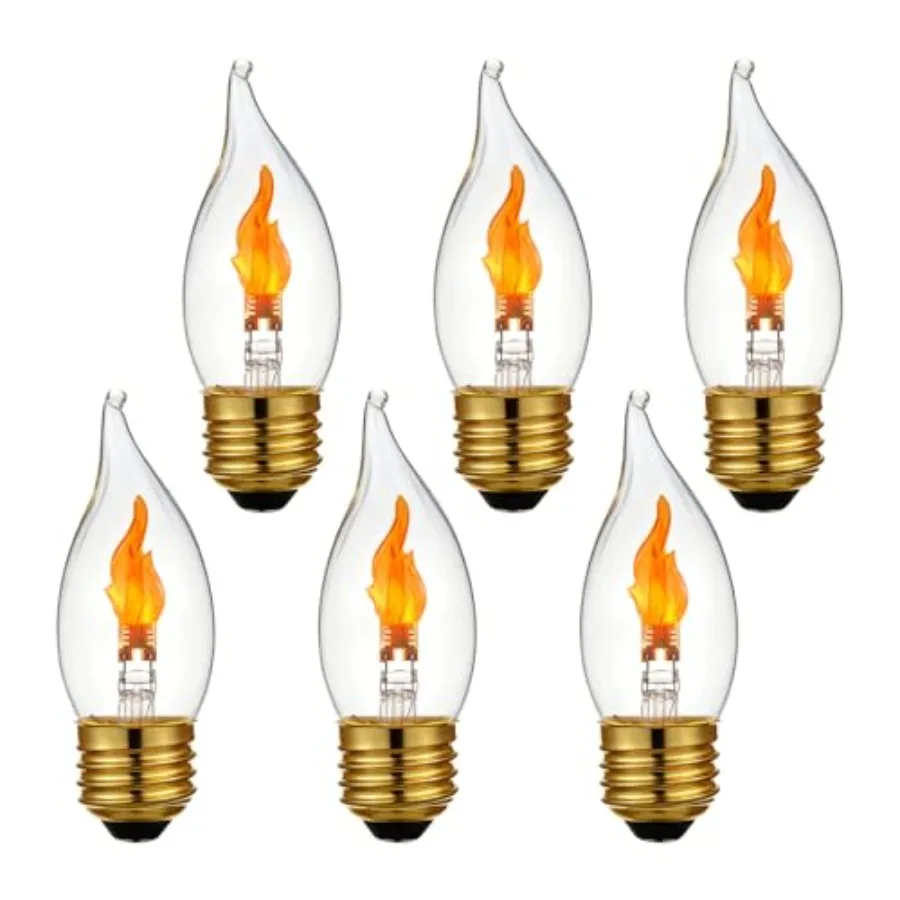 C11/C35 LED Flame Effect Bulb, E Base, Flickering Candle with Crystal Clear Glass Non-Dimmable, -Pack
C11/C35 LED Flame Effect Bulb, E Base, Flickering Candle with Crystal Clear Glass Non-Dimmable, -Pack