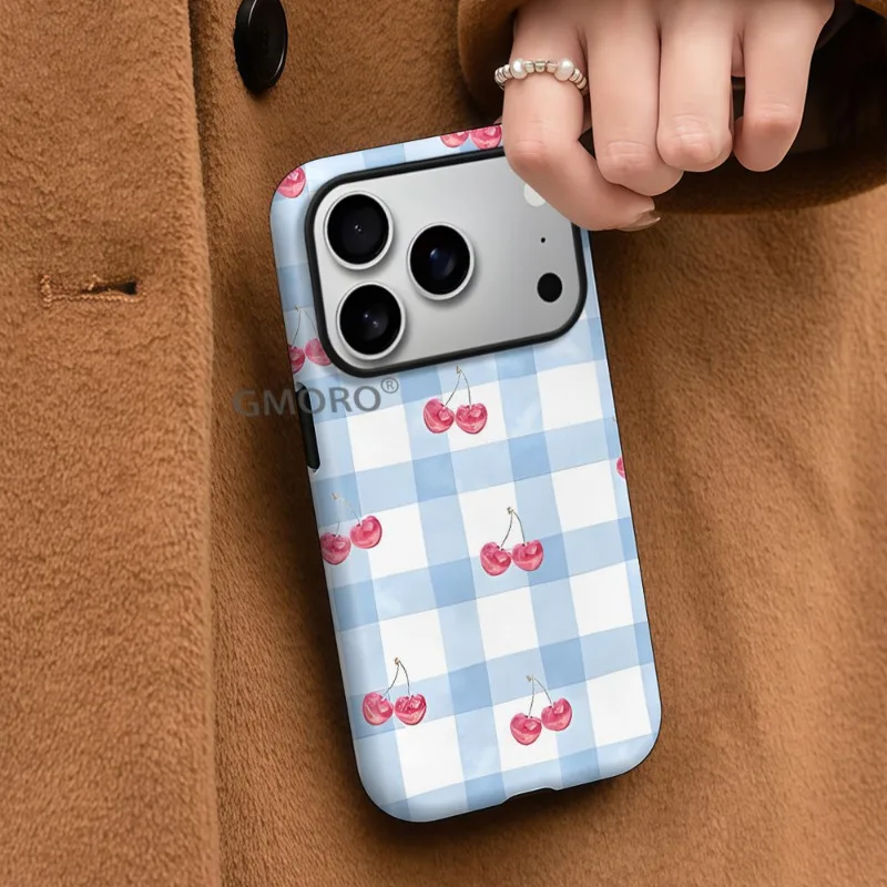 Blue Gingham Cherry Coquette Aesthetic Phone Case, 2-in-1 Film Shockproof Anti Drop Cover Compatible iPhone 17 iPhone 16 Pro
Blue Gingham Cherry Coquette Aesthetic Phone Case, 2-in-1 Film Shockproof Anti Drop Cover Compatible iPhone 17 iPhone 16 Pro
