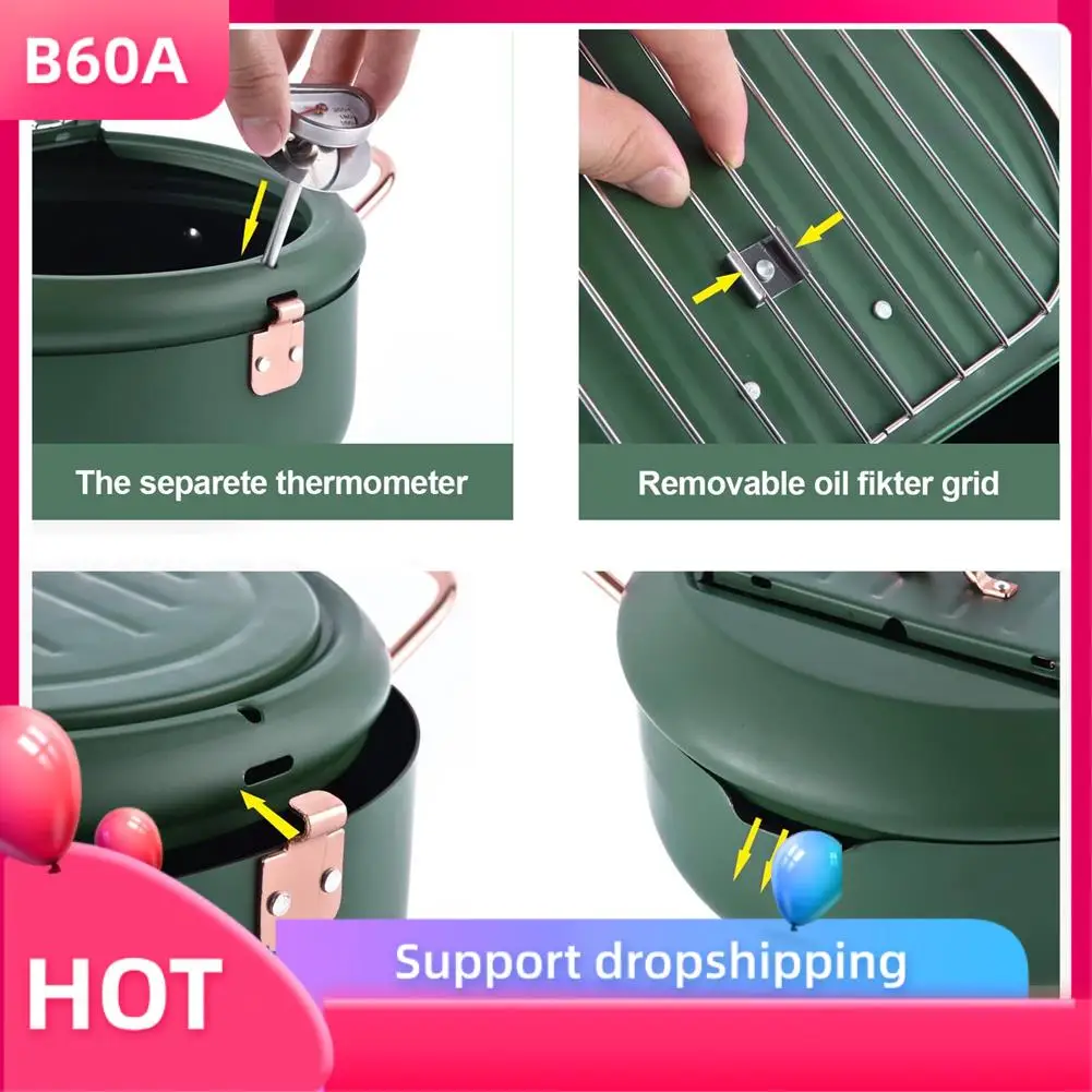 B60A 304 Stainless Steel Fryer Deep Fryer With Temperature Control And Lid Tempura Fryer With Splash Cover With Cooling Rack
B60A 304 Stainless Steel Fryer Deep Fryer With Temperature Control And Lid Tempura Fryer With Splash Cover With Cooling Rack
