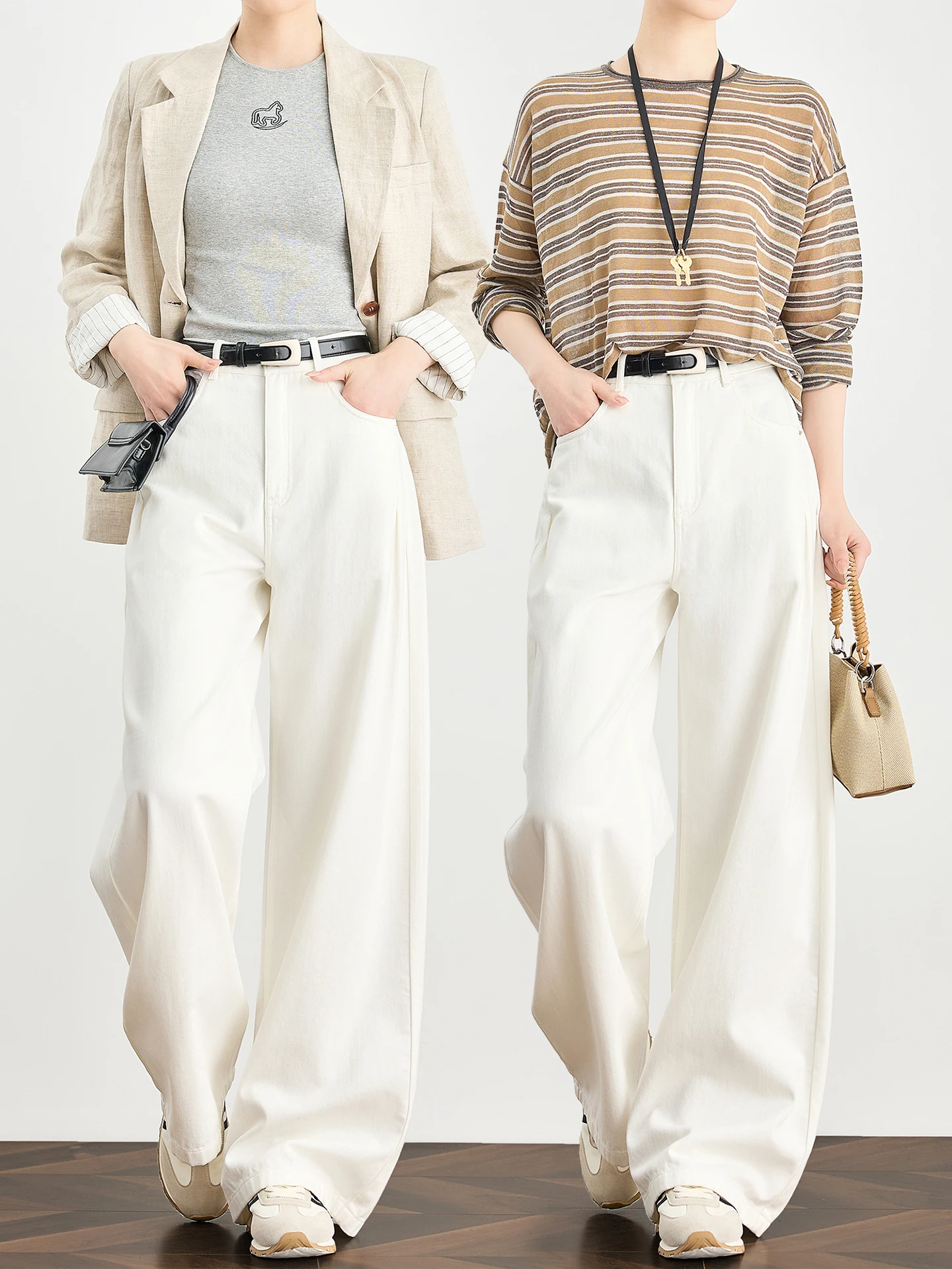 High Waist Straight Leg White Acetate Denim Pants Women's Long Drapey Wide Leg Pants Commute Style Spring Autumn Cotton Blend
High Waist Straight Leg White Acetate Denim Pants Women's Long Drapey Wide Leg Pants Commute Style Spring Autumn Cotton Blend