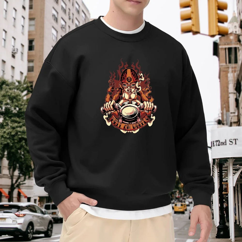 Men's Black Crew Neck Loose Sweatshirt, Retro Flame Pattern Print Top, Street Fashion Casual Versatile, Comfortable and Breathable for Everyday Wear and Sports
Men's Black Crew Neck Loose Sweatshirt, Retro Flame Pattern Print Top, Street Fashion Casual Versatile, Comfortable and Breathable for Everyday Wear and Sports