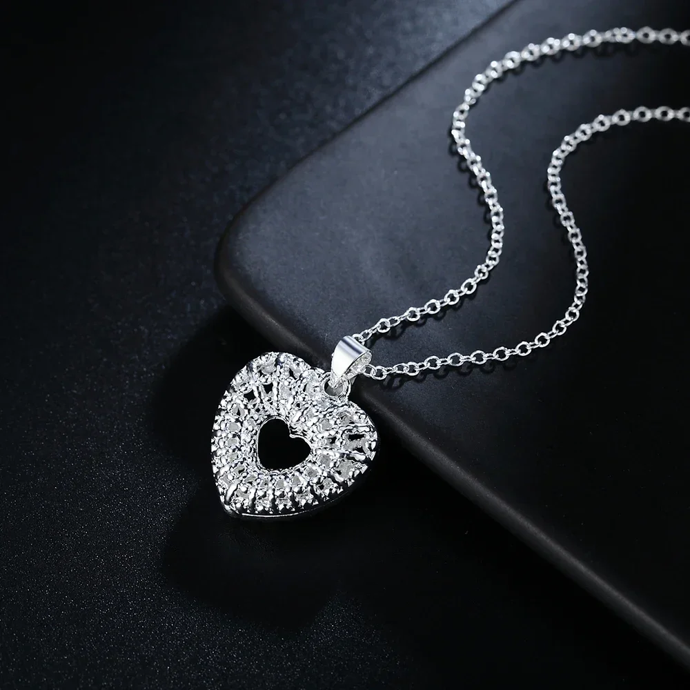 925 Sterling Silver Necklace For Women 18 inch crystal Elegant Hollow heart Pendant party wedding fashion Jewelry Gift
925 Sterling Silver Necklace For Women 18 inch crystal Elegant Hollow heart Pendant party wedding fashion Jewelry Gift