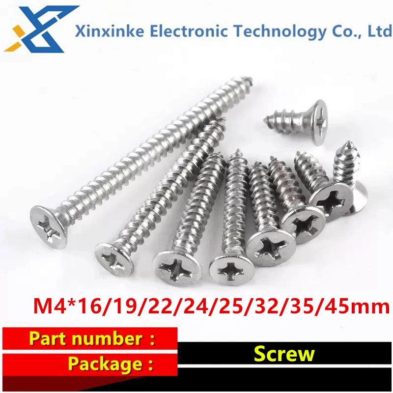 20PCS Stainless Steel Cross Countersunk Head Screws Self-tapping Screw Flat head M4*16/19/22/24/25/32/35/45mm
20PCS Stainless Steel Cross Countersunk Head Screws Self-tapping Screw Flat head M4*16/19/22/24/25/32/35/45mm