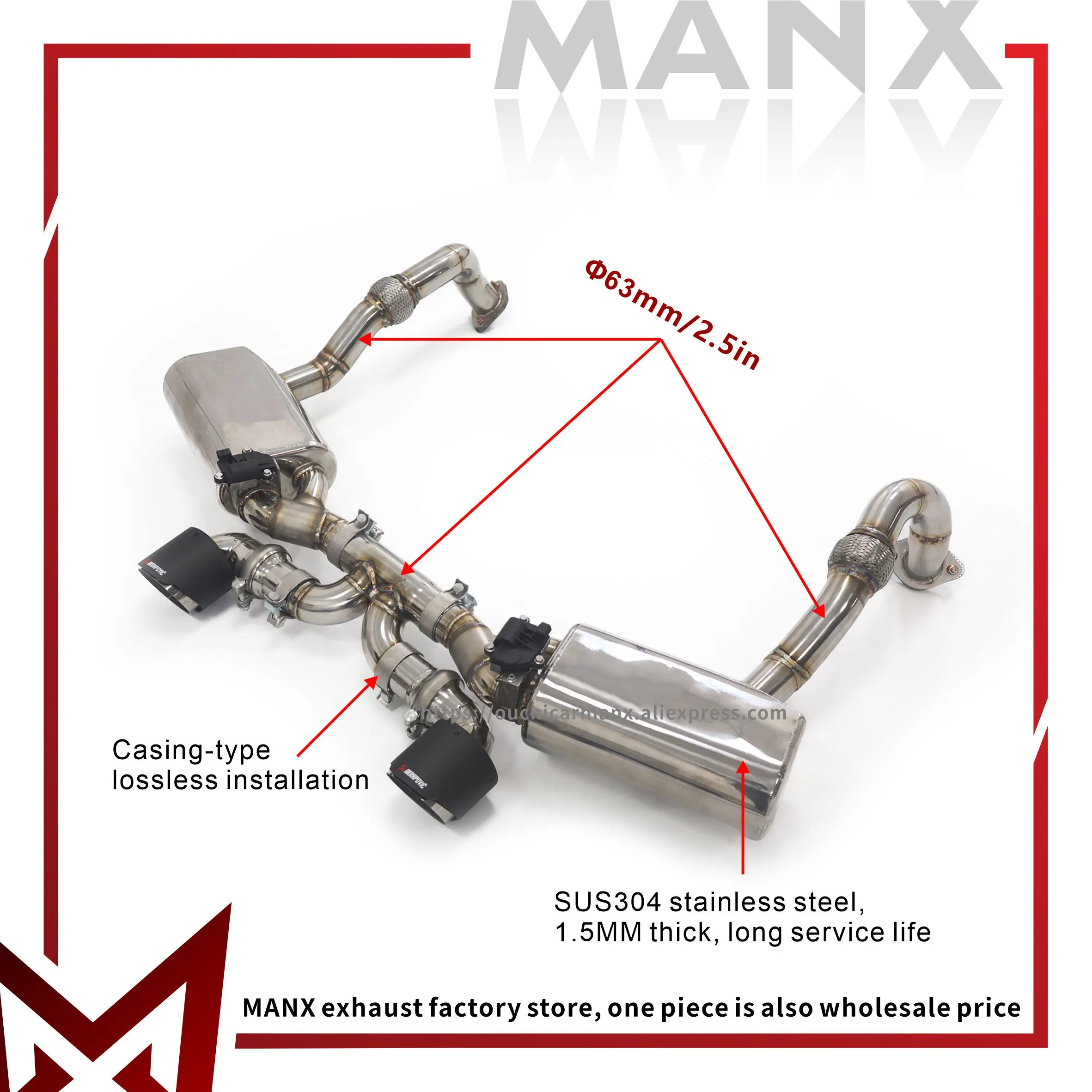 Stainless steel Catback Performance Auto Exhaust pipe for Porsche cayman 981 refit GT4 Muffler with remote control valve
Stainless steel Catback Performance Auto Exhaust pipe for Porsche cayman 981 refit GT4 Muffler with remote control valve