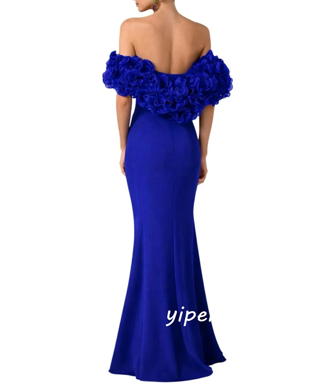 Customized Blue Jersey Pleat Handmade Flower Ruched Mermaid Off-the-shoulder Floor-Length Evening Dresses Modest
Customized Blue Jersey Pleat Handmade Flower Ruched Mermaid Off-the-shoulder Floor-Length Evening Dresses Modest