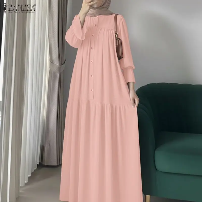 Ramadan Muslim Abaya Dress ZANZEA Women O Neck Long Sleeve Pleated Sundress Kaftan Solid Casual Eid Dresses Hijab Robe Femme
Ramadan Muslim Abaya Dress ZANZEA Women O Neck Long Sleeve Pleated Sundress Kaftan Solid Casual Eid Dresses Hijab Robe Femme